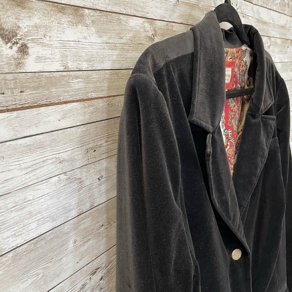 Vintage Old Navy Womens XXL Blazer Black Velvet Red Paisley Lining Academia Y2K - Picture 4 of 15